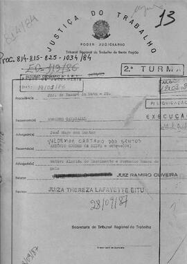 Dissídio Individual Nº 1034/84 (apensados: Nº 814/84, Nº 815/84 e Nº 825/84)