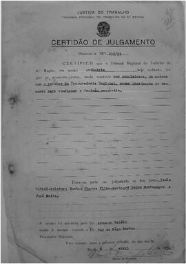 Dissídio Individual  N° 189/53