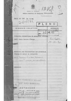 Dissídio coletivo N°55/91 - Volume 1